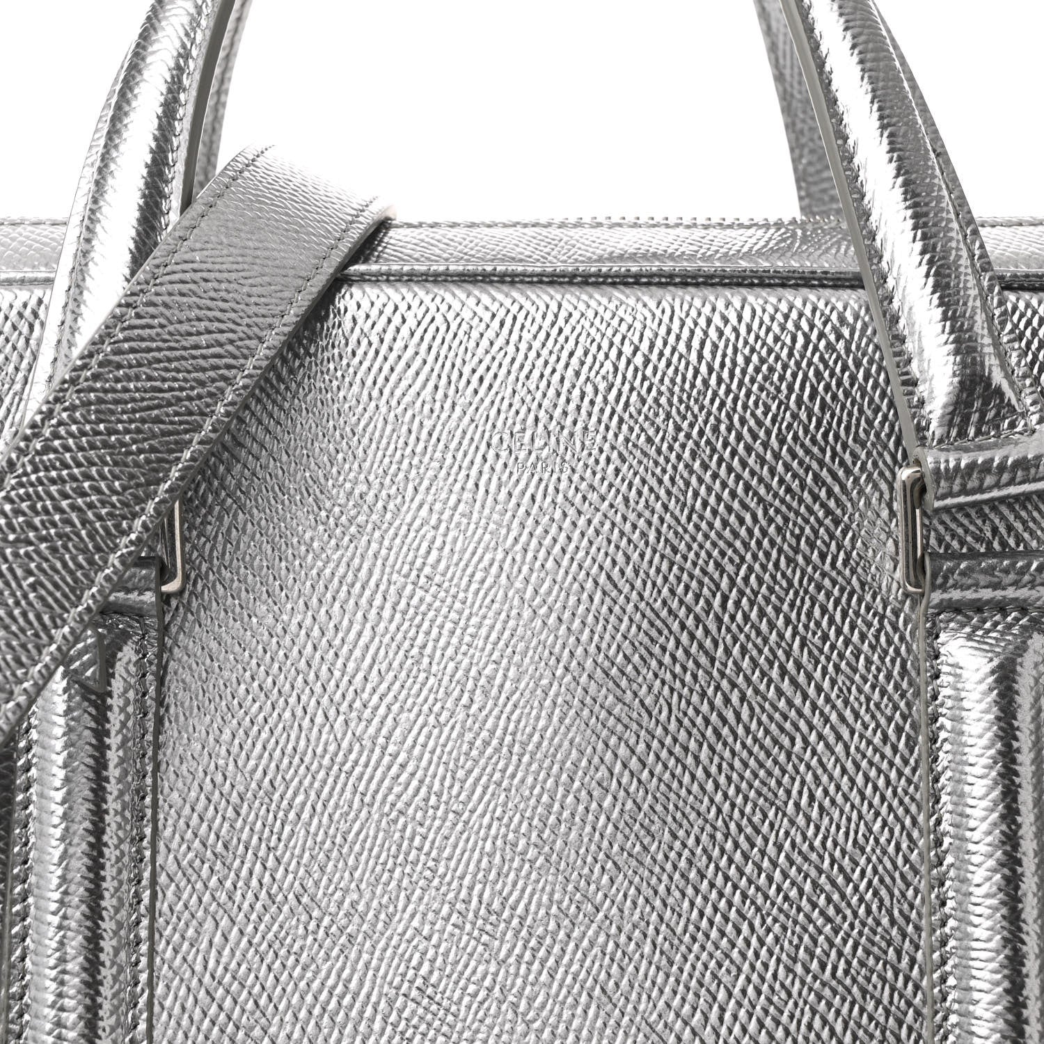 Celine Laminated Grained Calfskin Medium Briefcase Silver 9 of 13