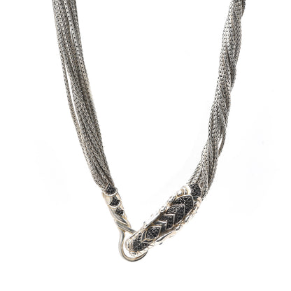 John Hardy Sterling Silver Black Spinel Sapphire Naga Dragon Multi Chain Necklace 1 of 5