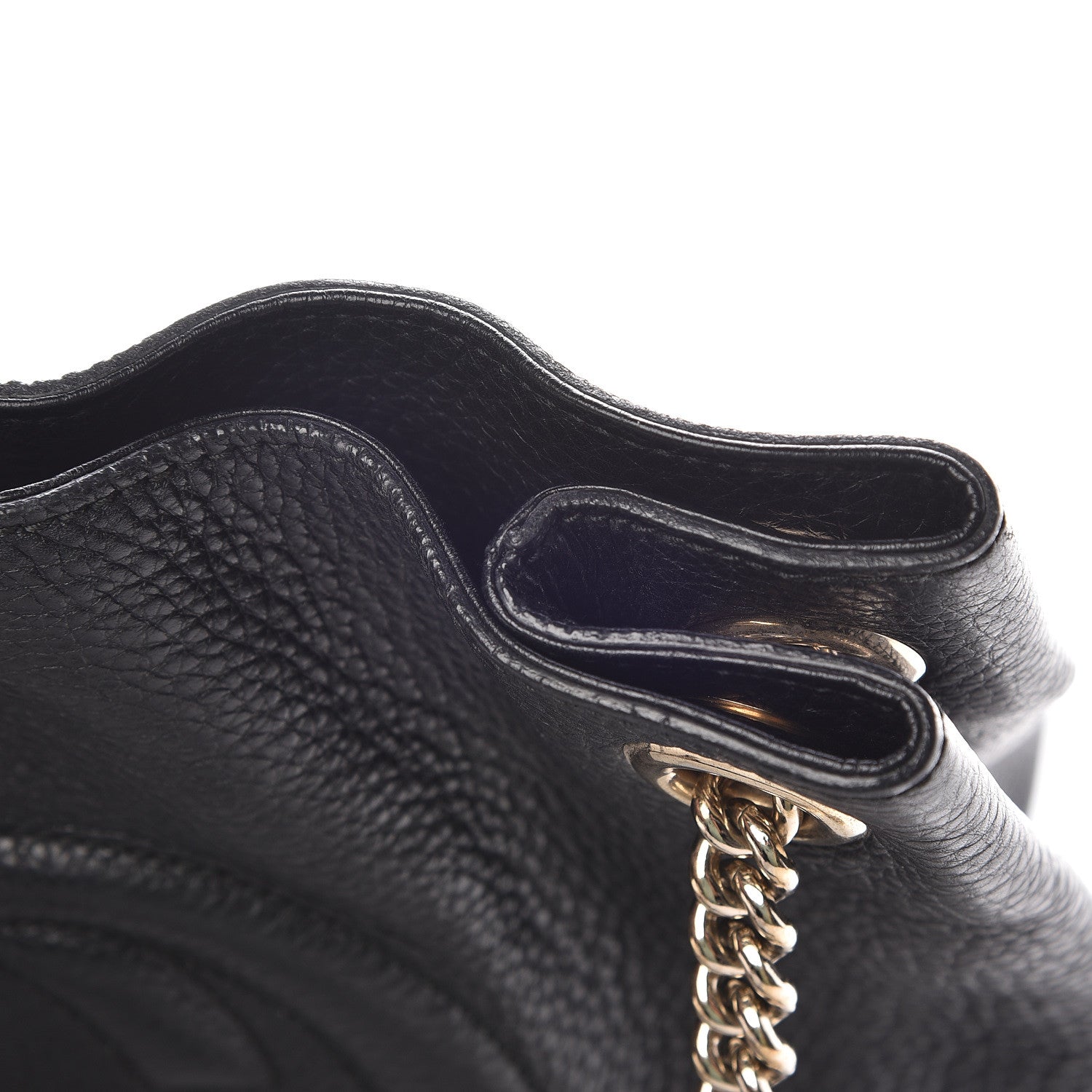 Gucci Pebbled Calfskin Medium Soho Chain Shoulder Bag Black 12 of 14