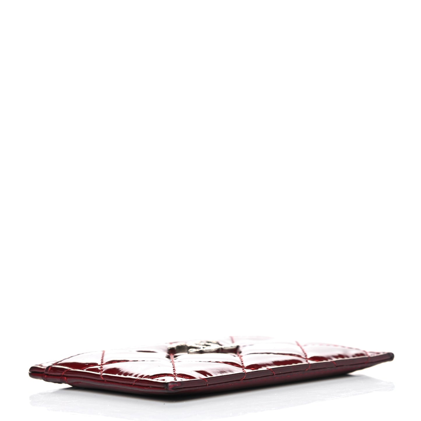 Patent Quilted Brilliant Card Holder Red