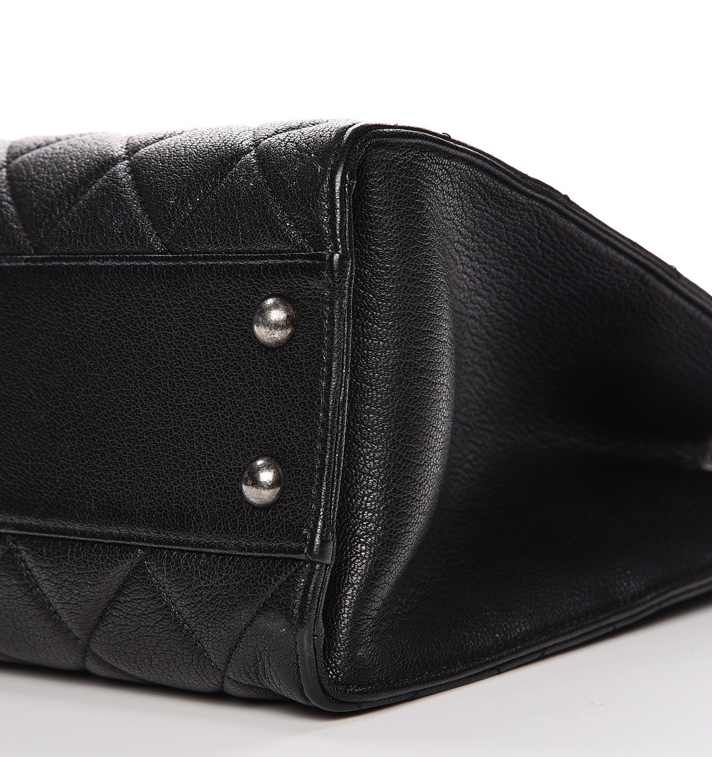 Chanel Goatskin Quilted Small Perfect Edge Shopping Tote Black 10 of 12