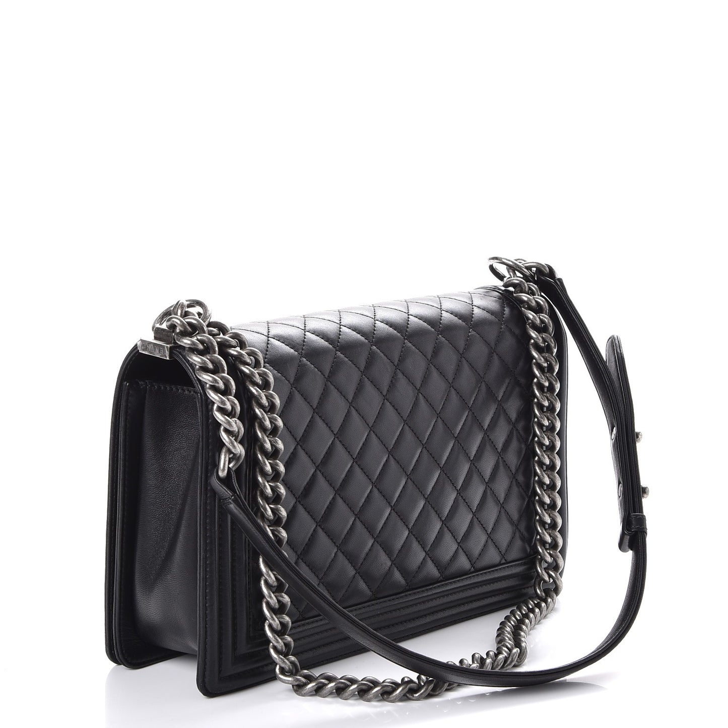 Lambskin Quilted New Medium Boy Flap Black