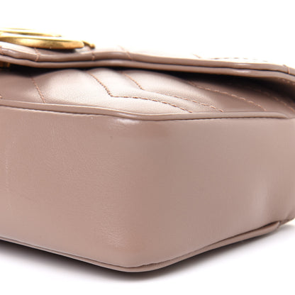 Gucci Calfskin Matelasse Super Mini GG Marmont Shoulder Bag Porcelain Rose 9 of 10