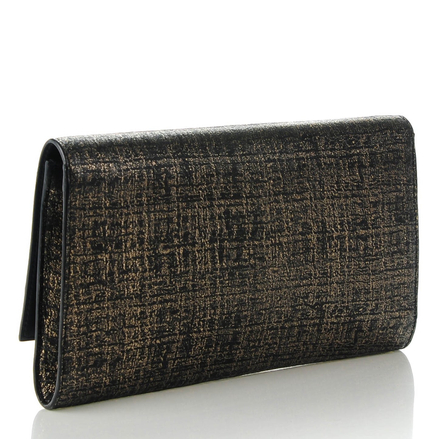 Metallic Suede Large Belle De Jour Clutch Black Gold
