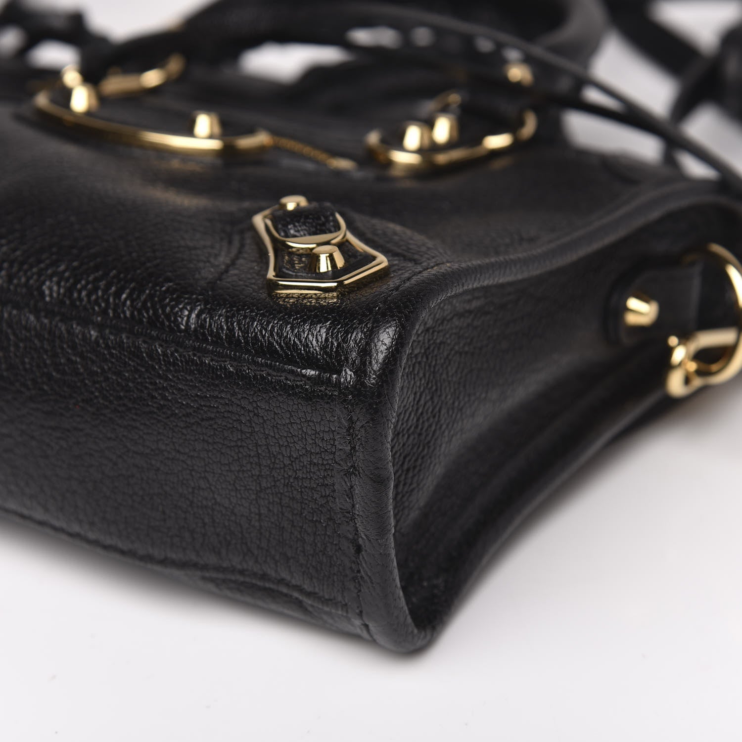 Balenciaga Chevre Gold Metallic Edge Hardware Nano City Black 9 of 10