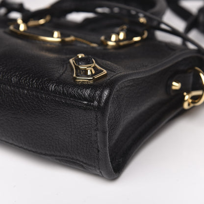 Balenciaga Chevre Gold Metallic Edge Hardware Nano City Black 9 of 10