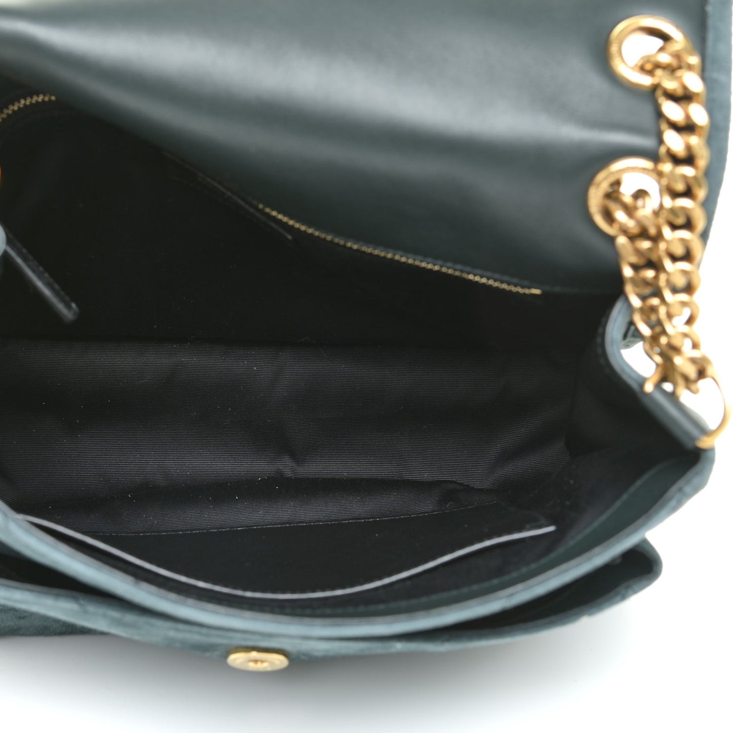 Suede Monogram Medium Niki Chain Satchel Green