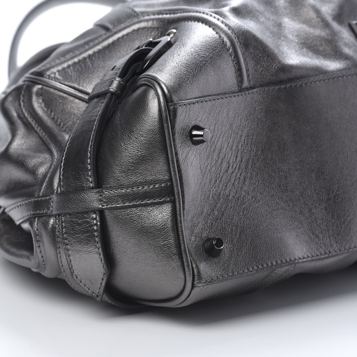 Metallic Calfskin Shoulder Bag Anthracite
