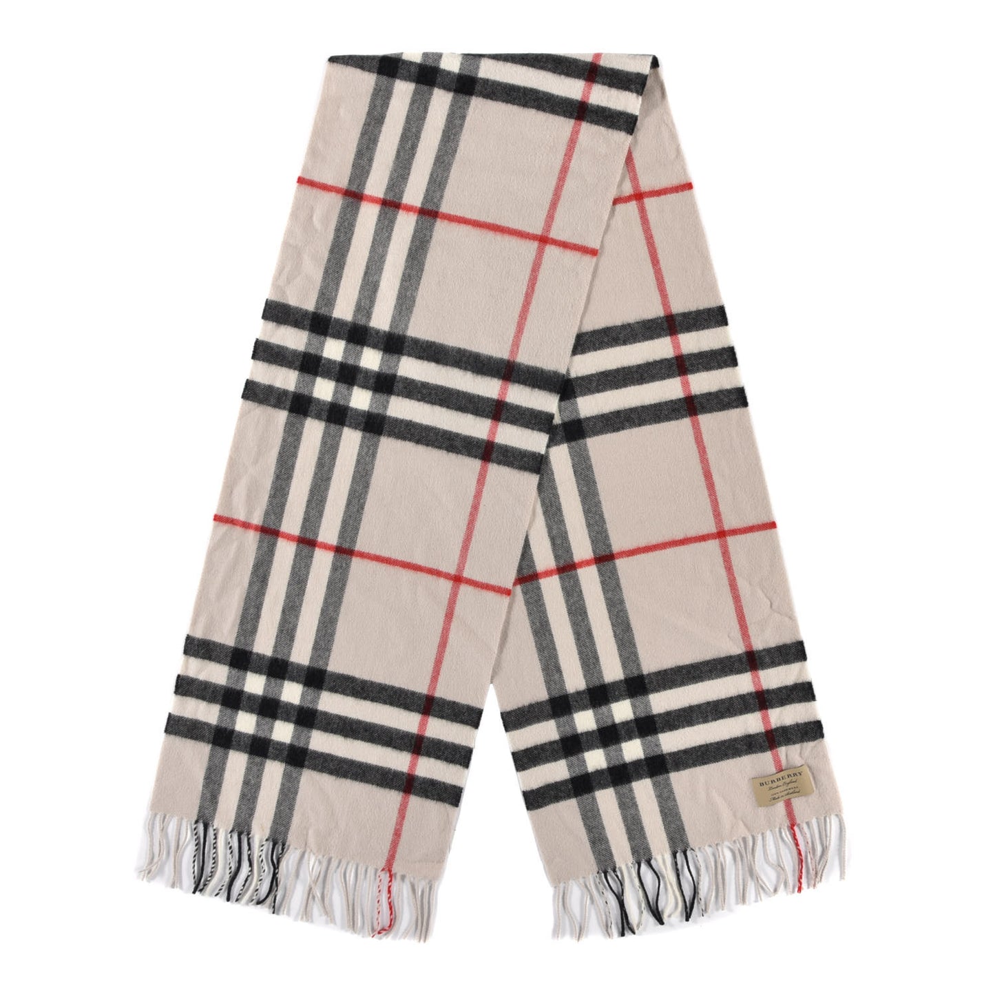 Cashmere Giant Icon Check Fringe Scarf Stone Check