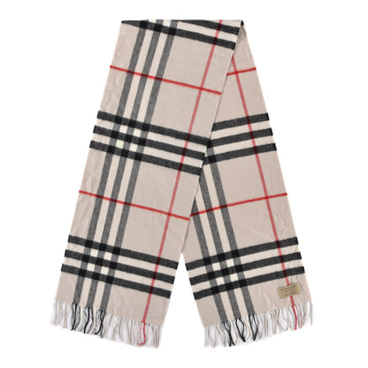 Burberry Cashmere Giant Icon Check Fringe Scarf Stone Check 2 of 3