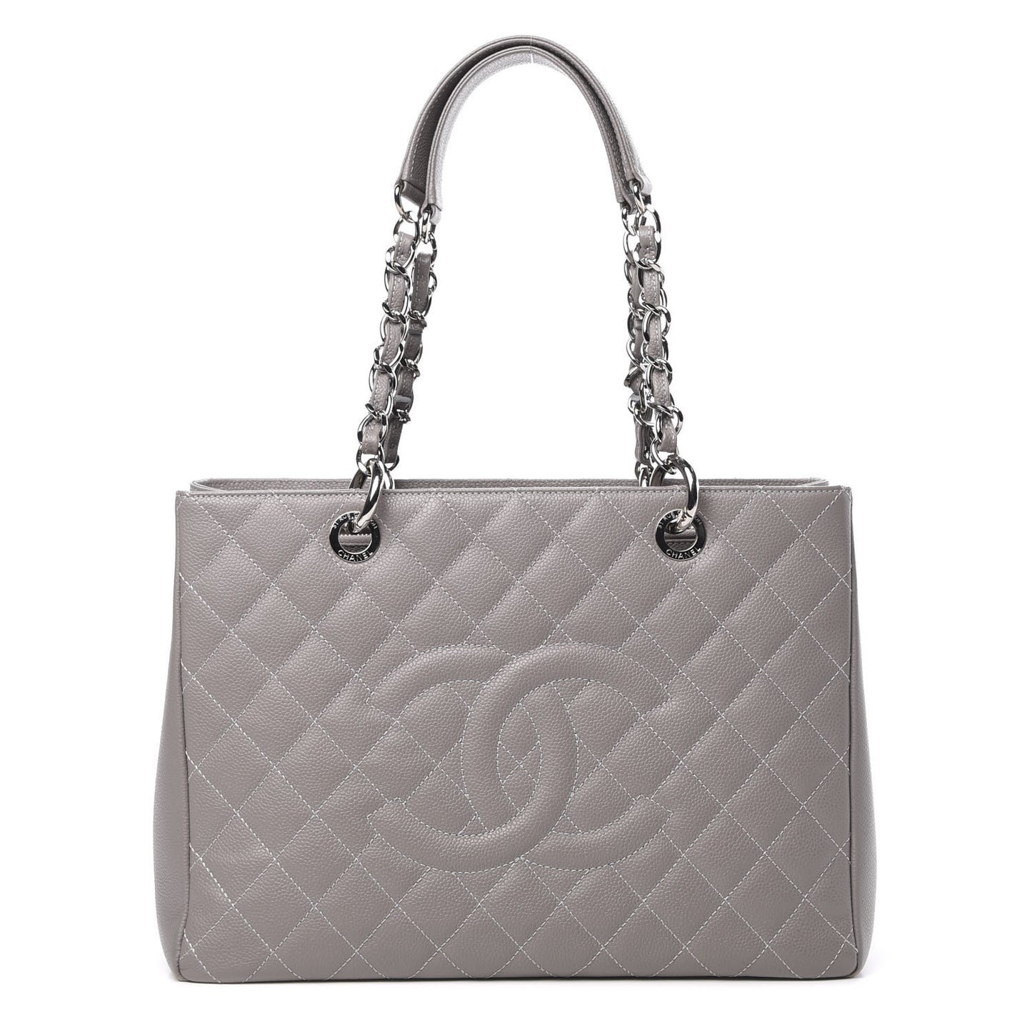 Caviar Quilted Grand Shopping Tote GST Light Grey