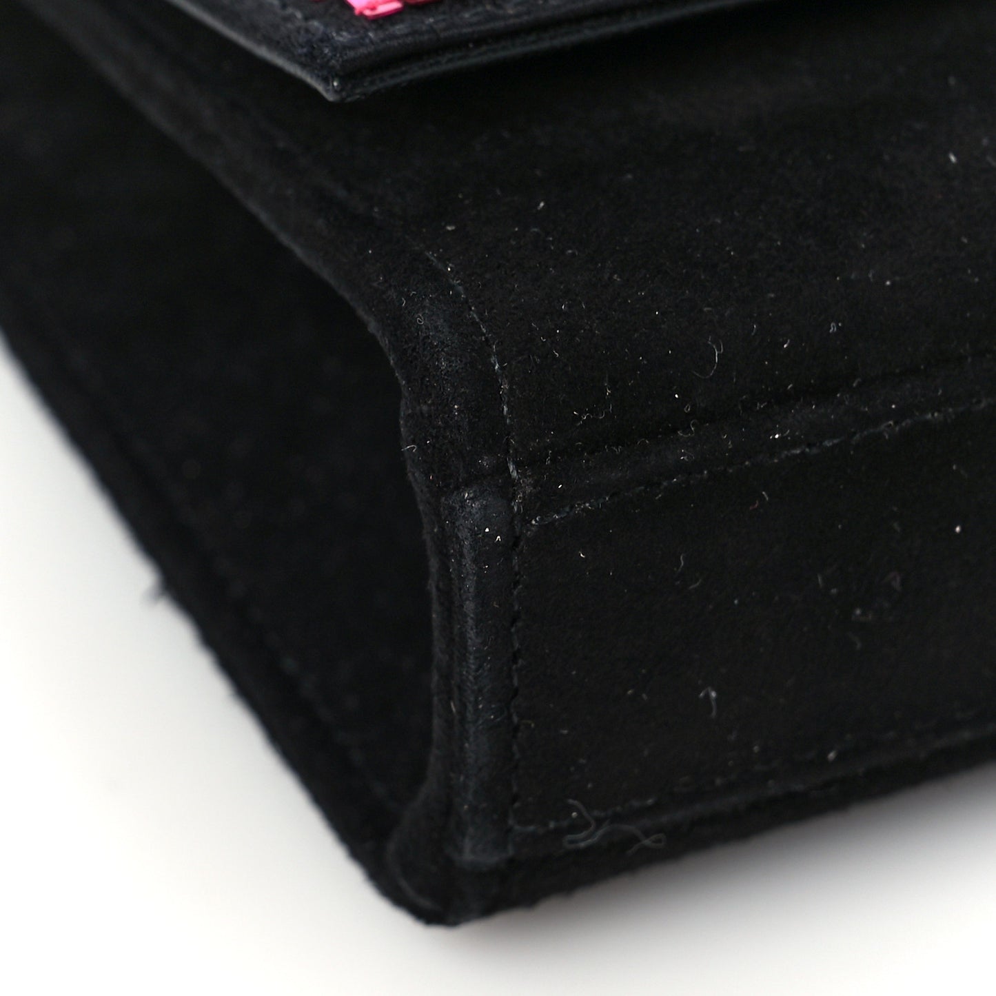 Paillette Suede Monogram Kate Chain Wallet Pink Black