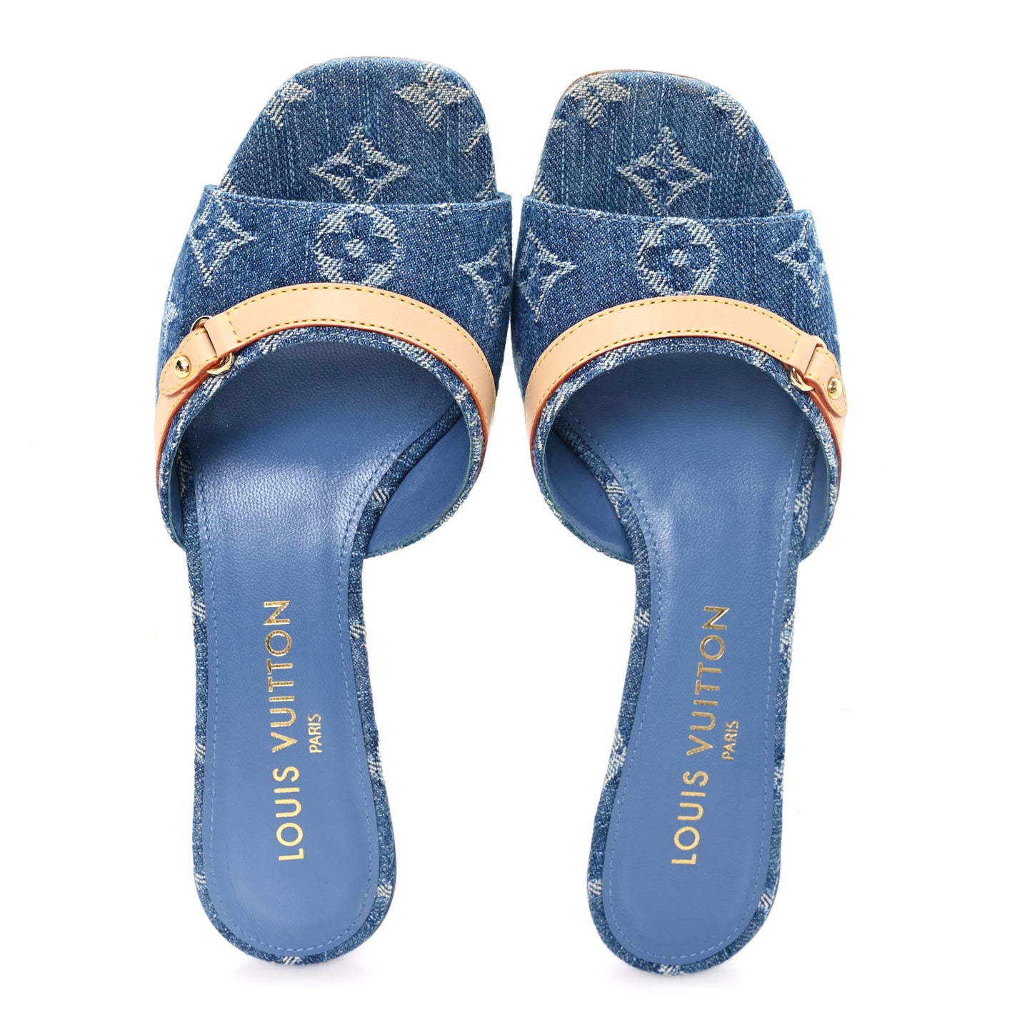 Monogram Denim 6AM Mules 37 Light Blue