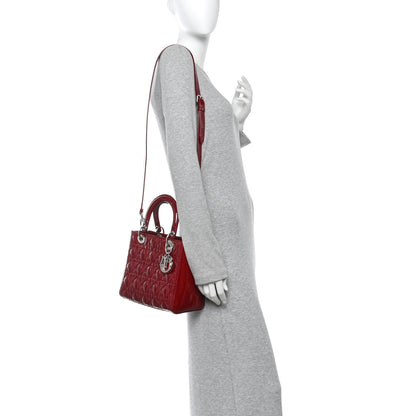 Christian Dior Patent Cannage Medium Lady Dior Red 2 of 10
