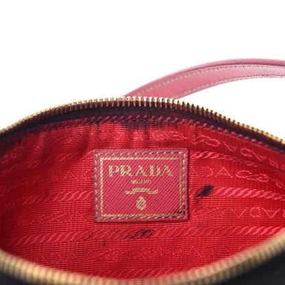 Prada Tessuto Nylon Saffiano Pochette Bag Black Pink 9 of 12