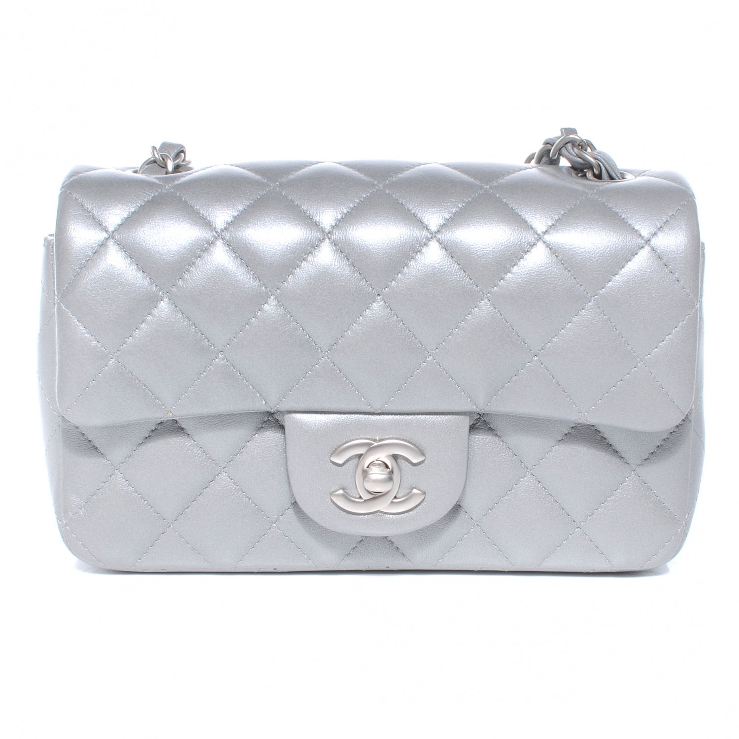Chanel Lambskin Quilted Mini Flap Silver 1 of 7