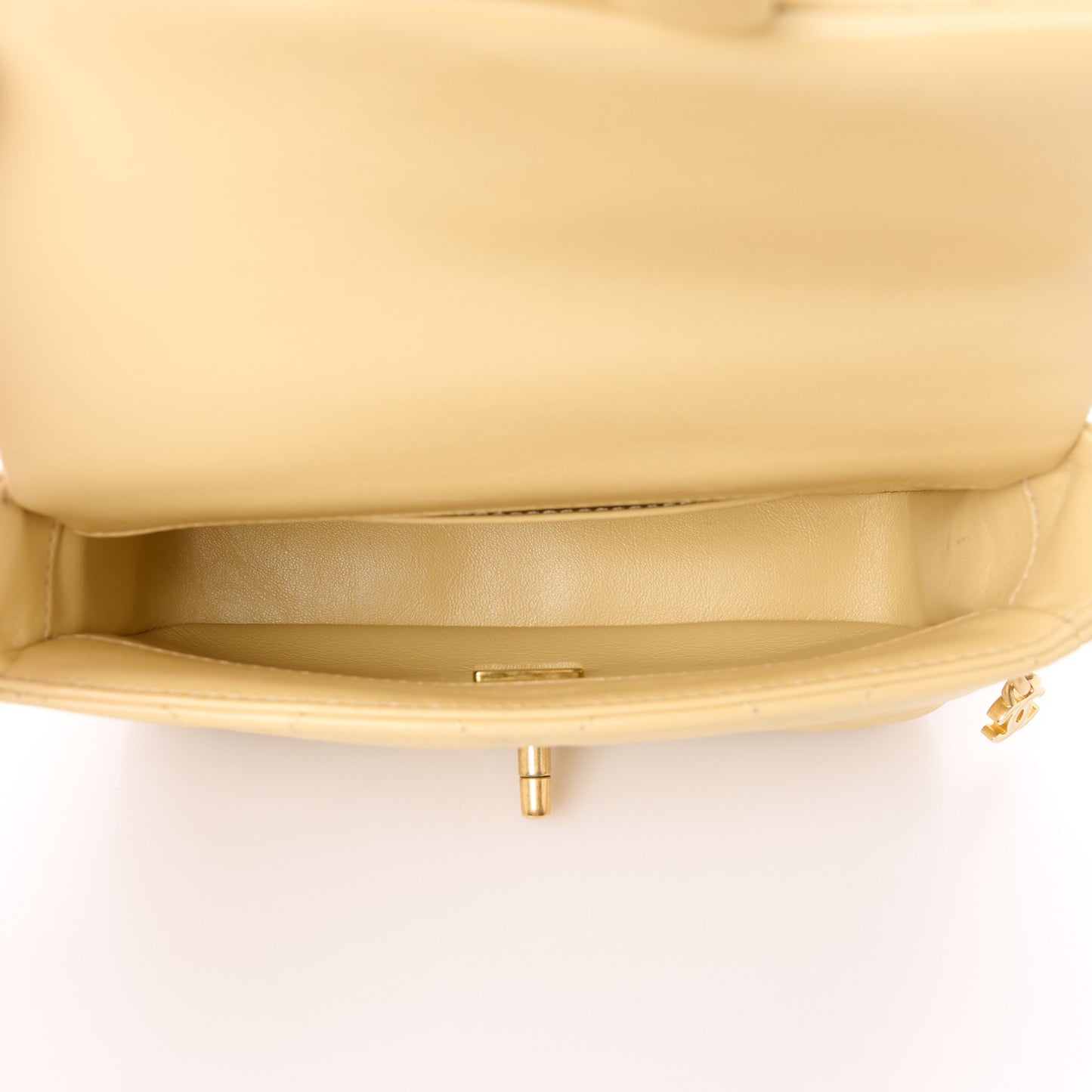 Lambskin Enamel Quilted Mini Pending CC Square Flap Yellow