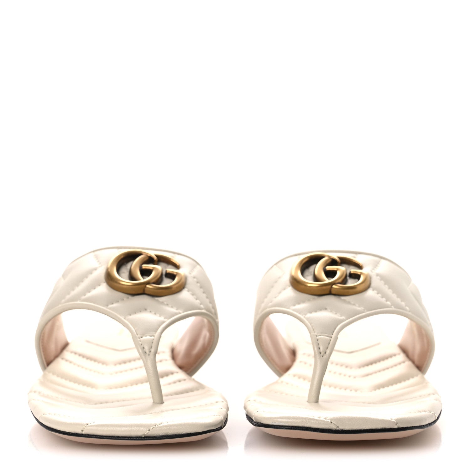 Gucci Nappa Charlotte Double G Marmont Thong Sandals 38.5 Mystic White 3 of 11
