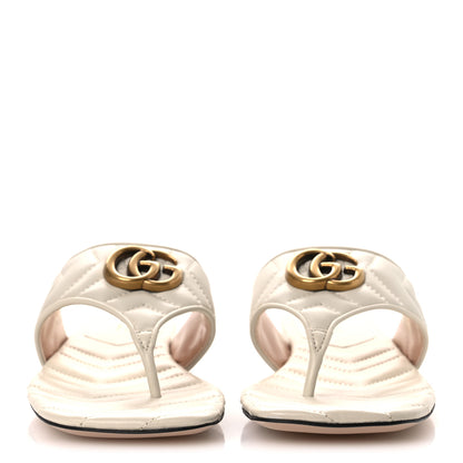 Gucci Nappa Charlotte Double G Marmont Thong Sandals 38.5 Mystic White 3 of 11