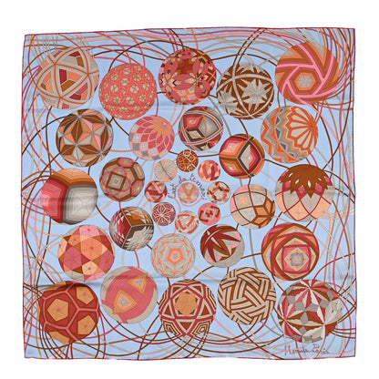Hermes Silk L'Art Du Temari Scarf 90 Orange Fuchsia Vert 1 of 3
