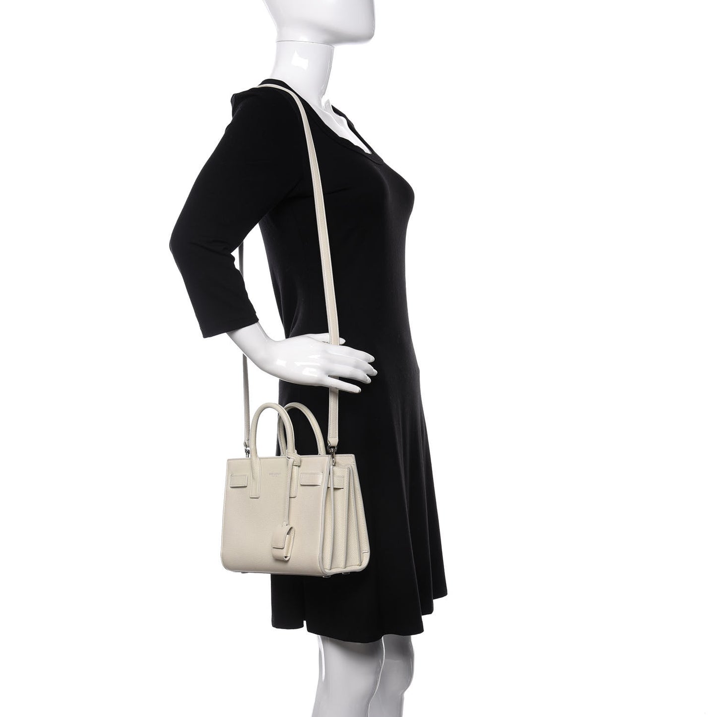 Grained Calfskin Nano Sac de Jour Dove White
