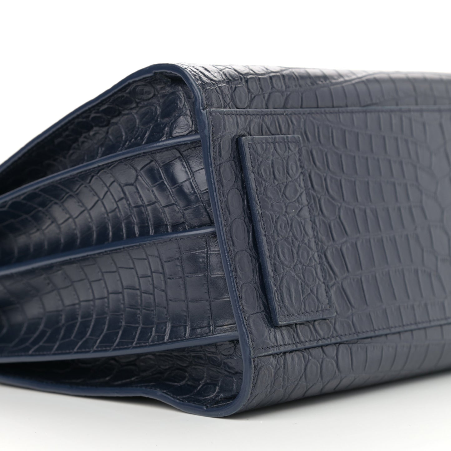 Calfskin Crocodile Embossed Small Supple Sac de Jour Navy