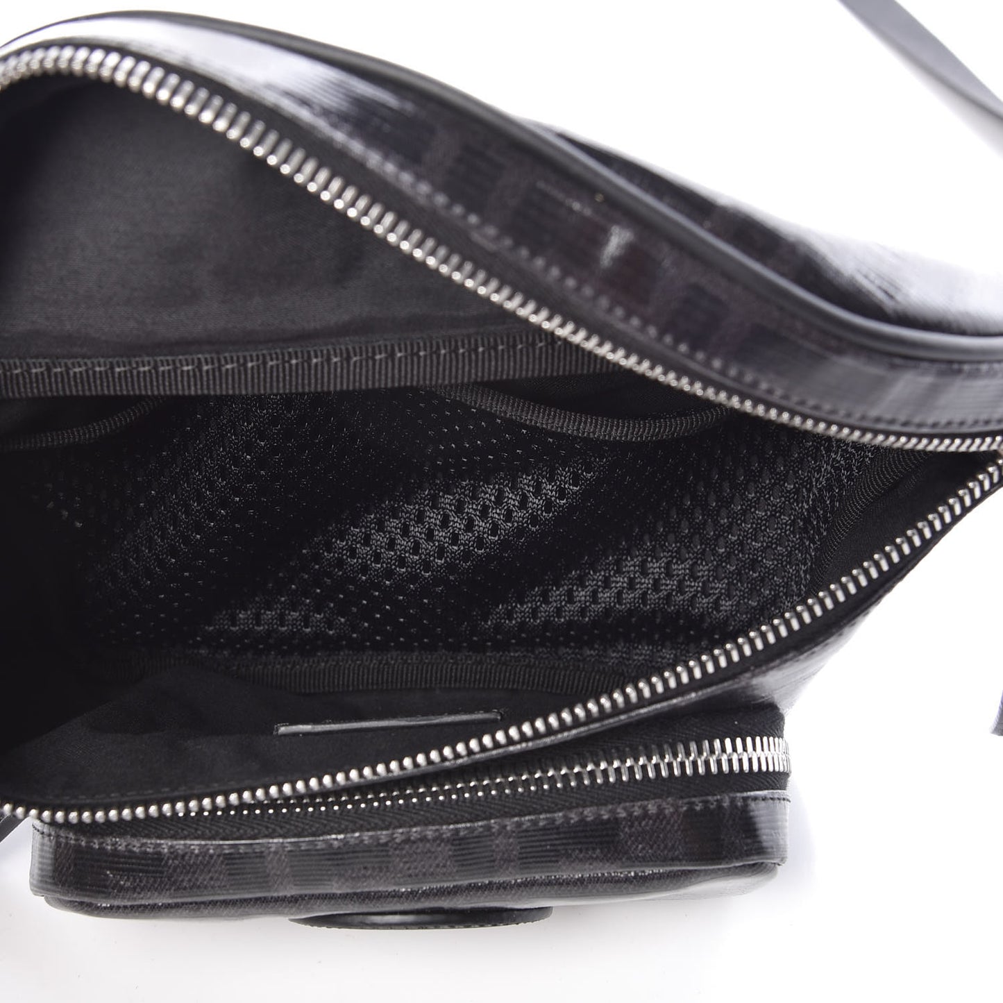 Glazed Fabric Vitello Century FF 1974 Stamp Patch Pocket Belt Bag Black