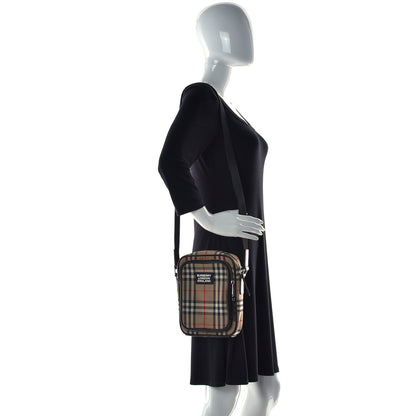 Burberry Canvas Calfskin Vintage Check Freddie Crossbody Bag Archive Beige 2 of 12
