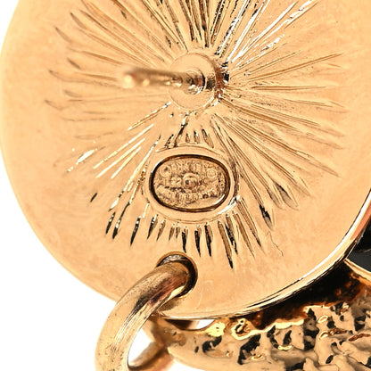 Chanel Enamel CC Disc Drop Earrings Gold Black 4 of 4