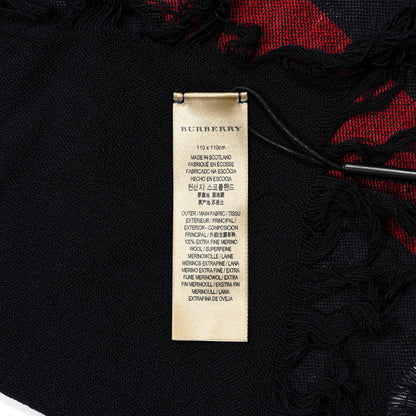 Burberry Merino Wool Check Square Scarf Navy 4 of 4