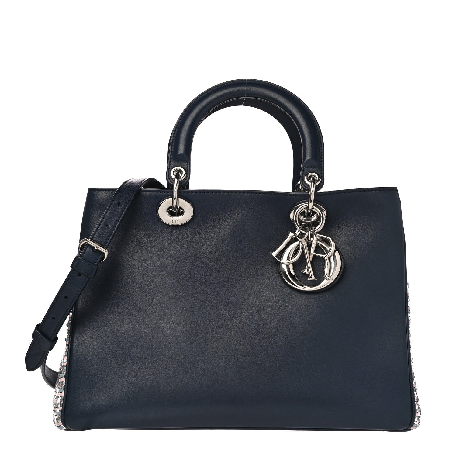 Christian Dior Smooth Calfskin Medium Embellished Diorissimo Bag Navy Multicolor 1 of 11
