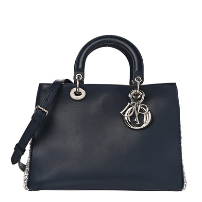 Christian Dior Smooth Calfskin Medium Embellished Diorissimo Bag Navy Multicolor 1 of 11