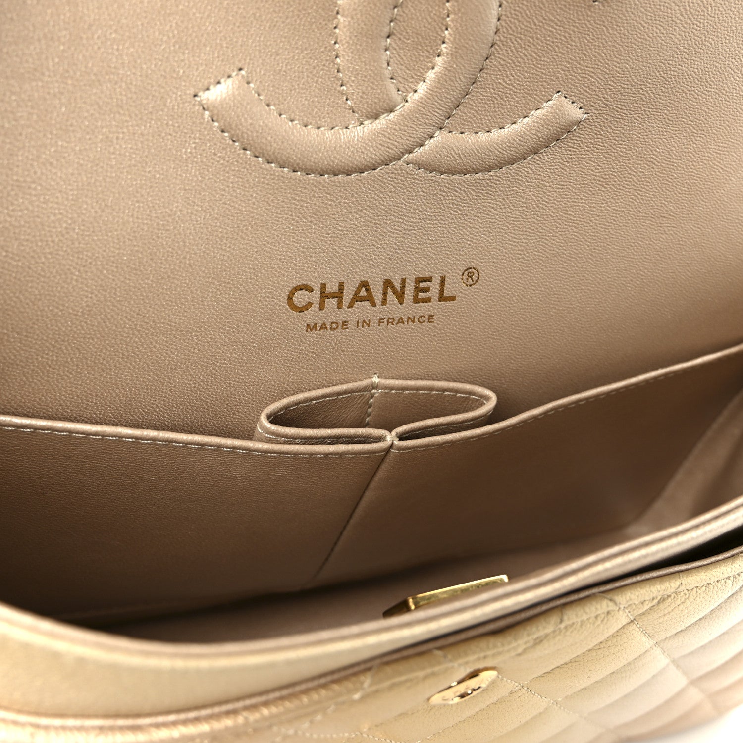 Chanel Metallic Goatskin Quilted Ombre Medium Double Flap Gold 6 of 11