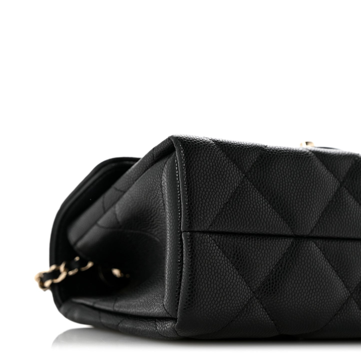 Caviar Quilted Retro Mini Twist Top Handle Clutch Flap Black