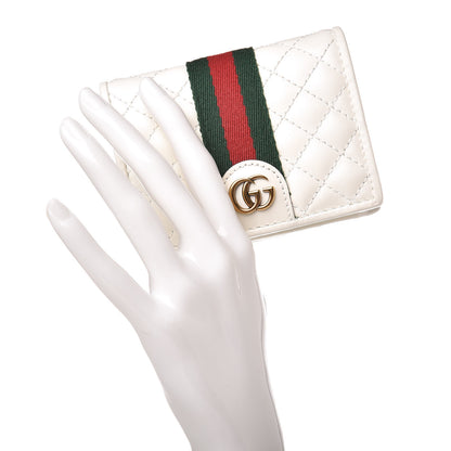 Gucci Calfskin Web Trapuntata GG Card Case Wallet Off White 2 of 9