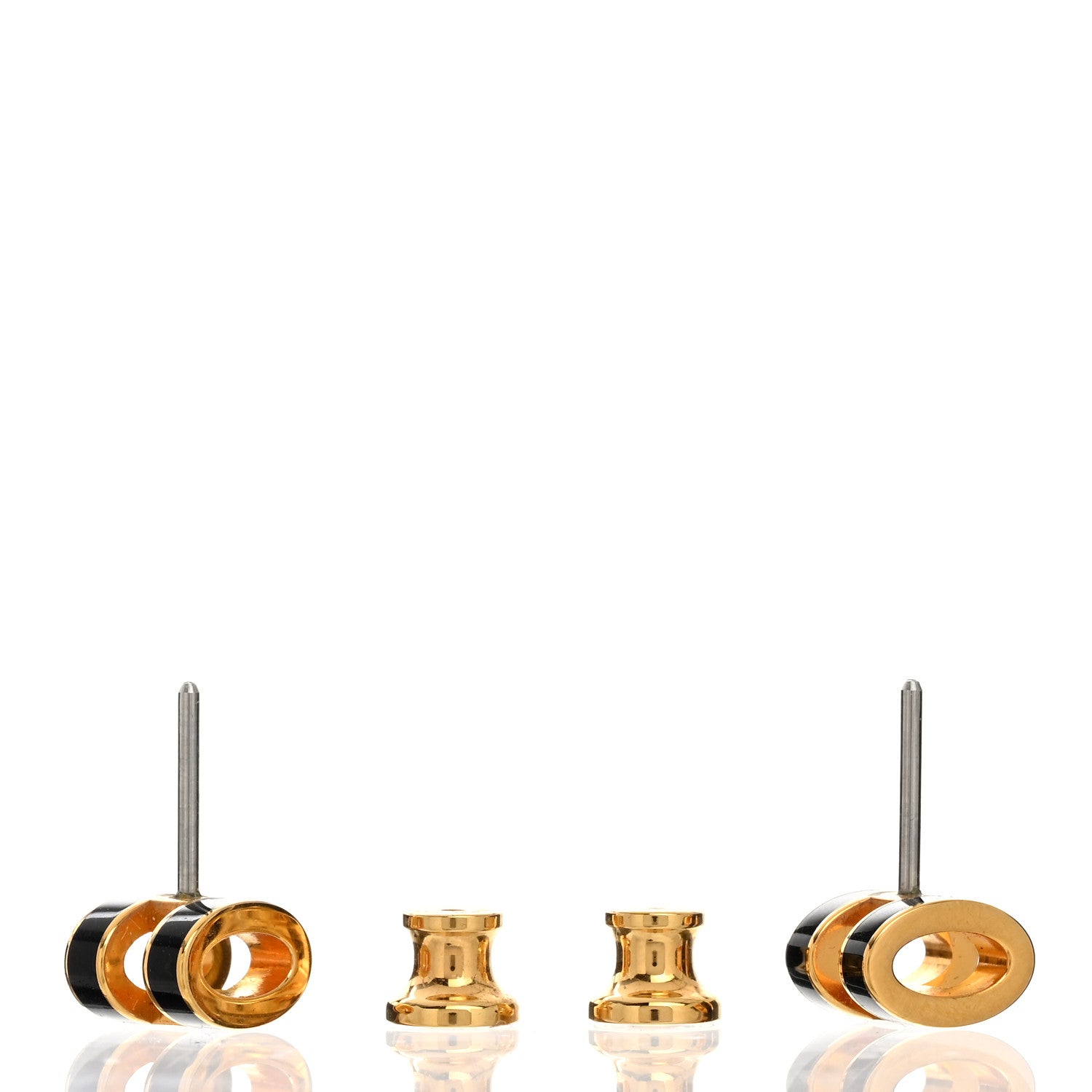 Hermes Gold Lacquered Mini Pop H Earrings Black 4 of 6