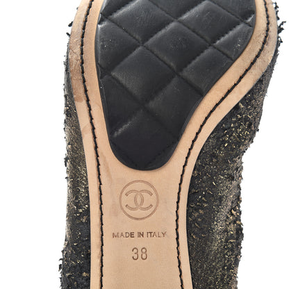 Chanel Metallic Lambskin Cap Toe CC Elastic Stretch Pumps 38 Black 9 of 11