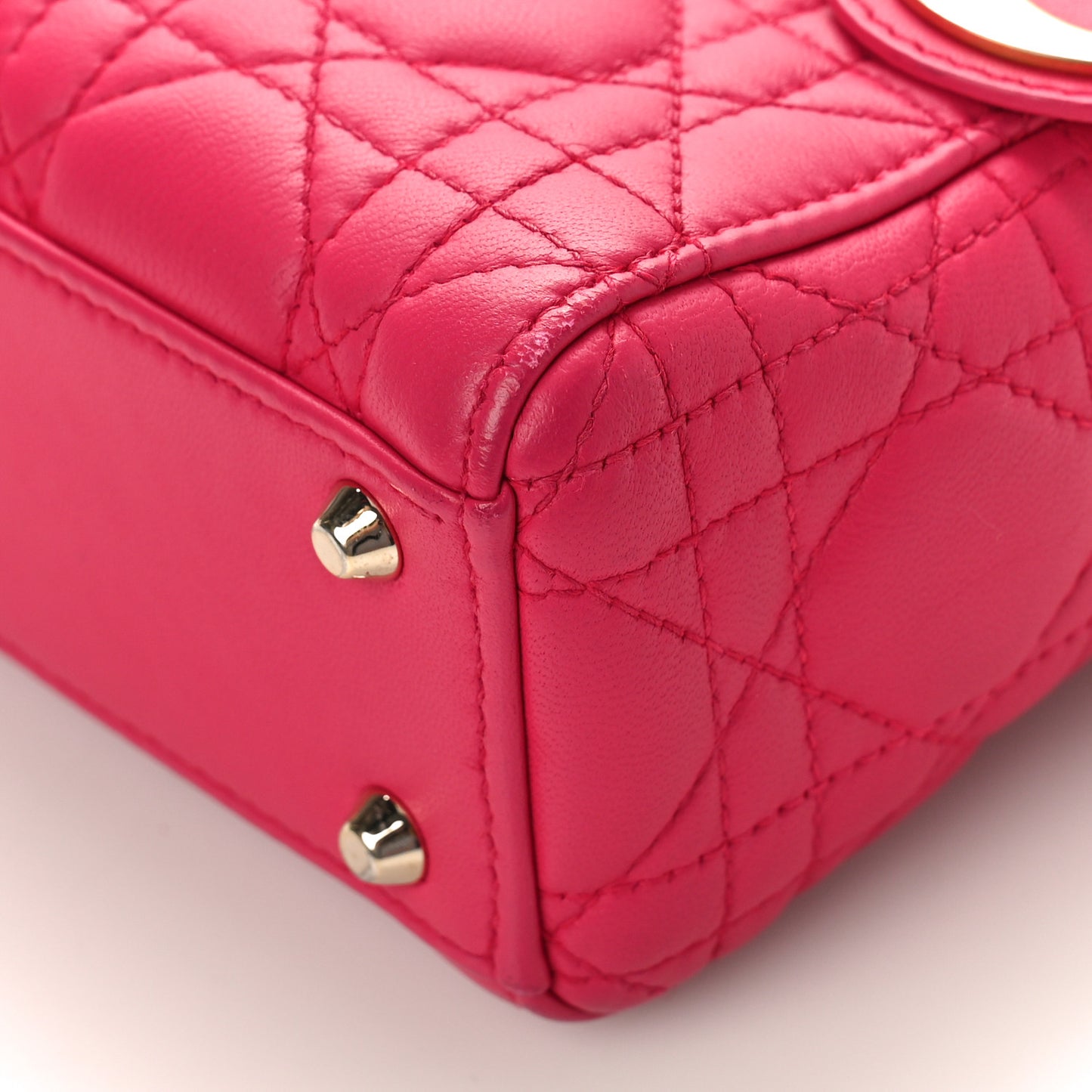 Lambskin Cannage Mini Lady Dior Fuchsia