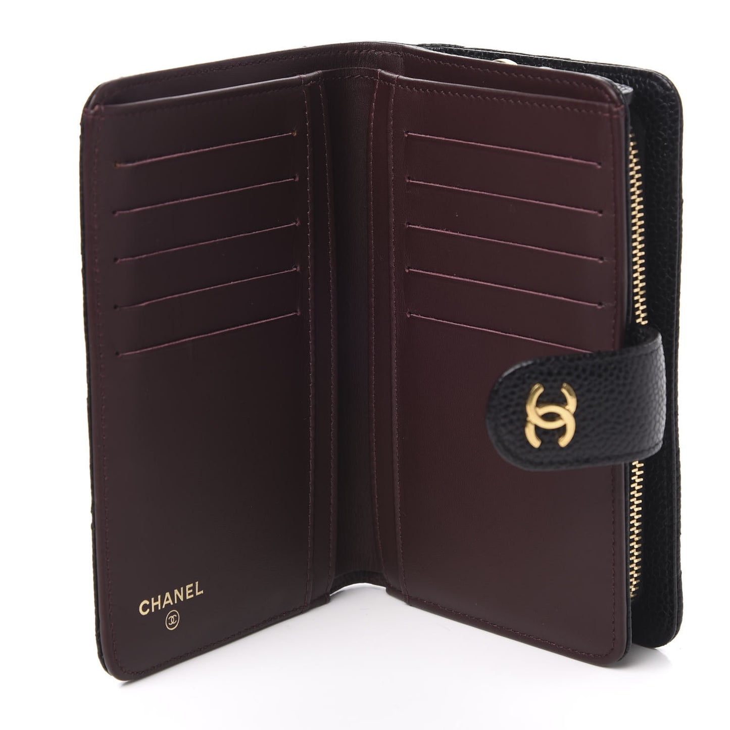Caviar Quilted Zipped Pocket Wallet Black