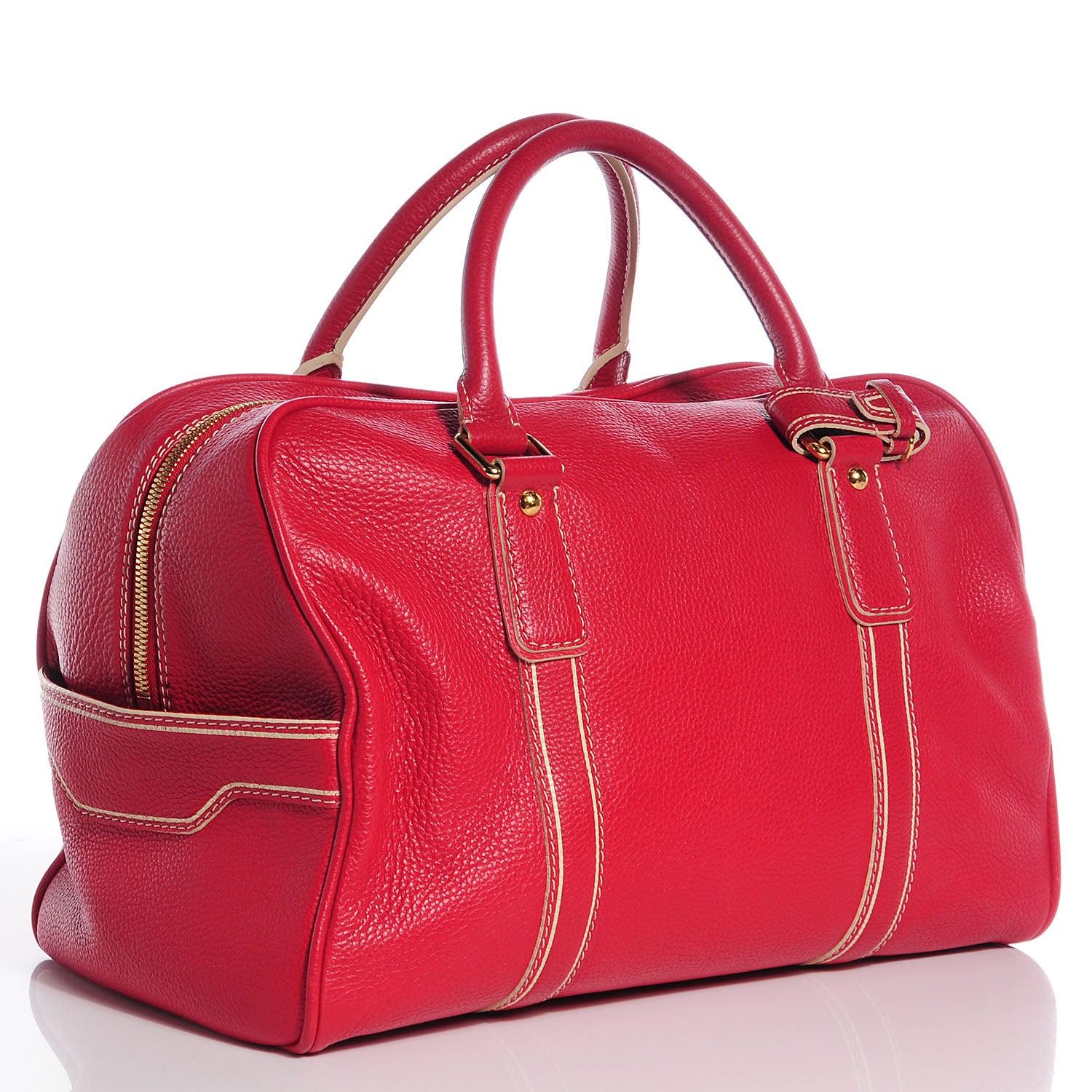 Louis Vuitton Tobago Leather Carryall Red 2 of 11