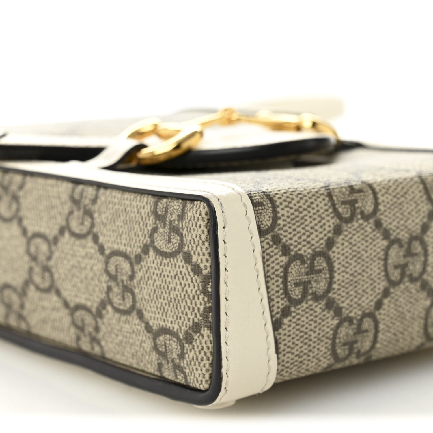 Gucci GG Supreme Monogram Azalea Calfskin Mini Horsebit 1955 Crossbody Bag Beige Ebony Mystic White 9 of 10
