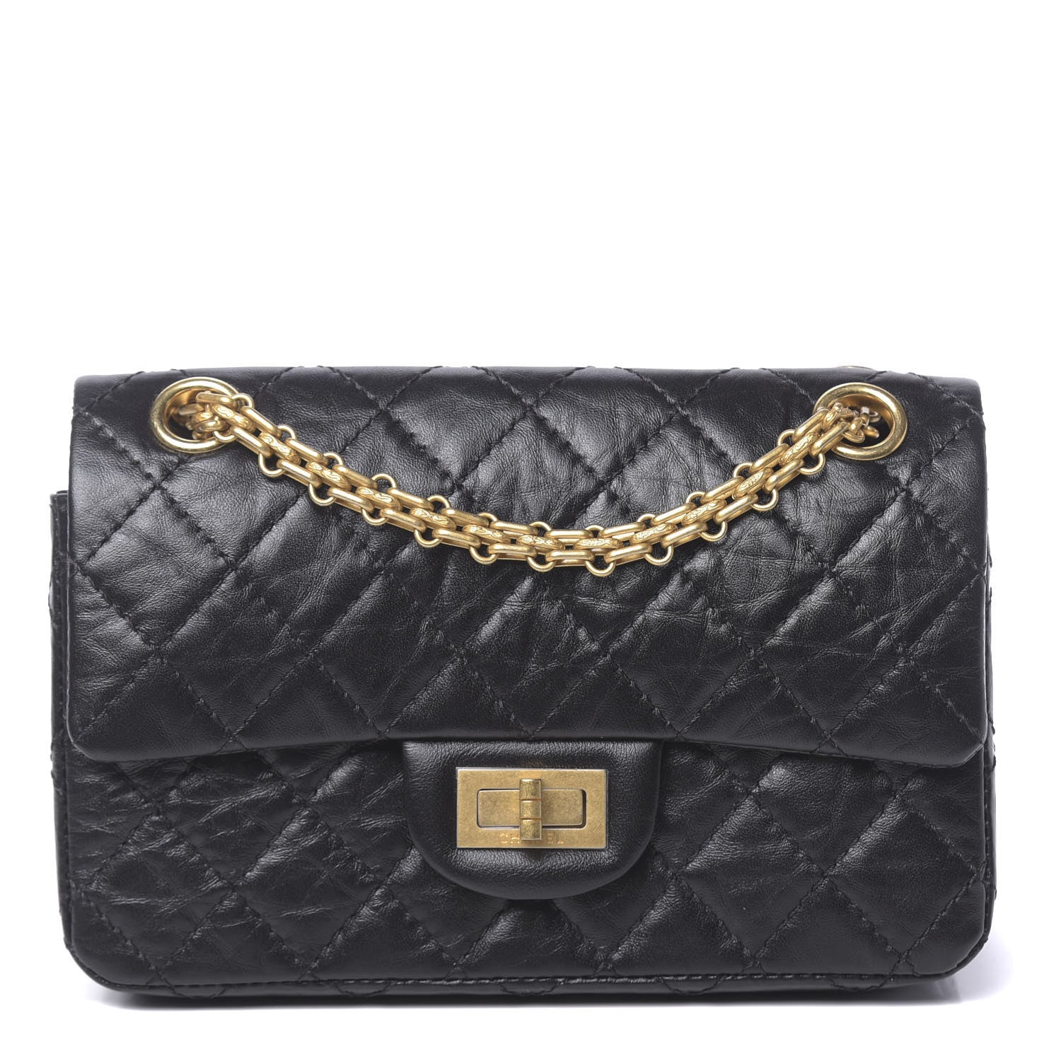 Chanel Aged Calfskin Quilted 2.55 Reissue Mini Flap Black 1 of 11