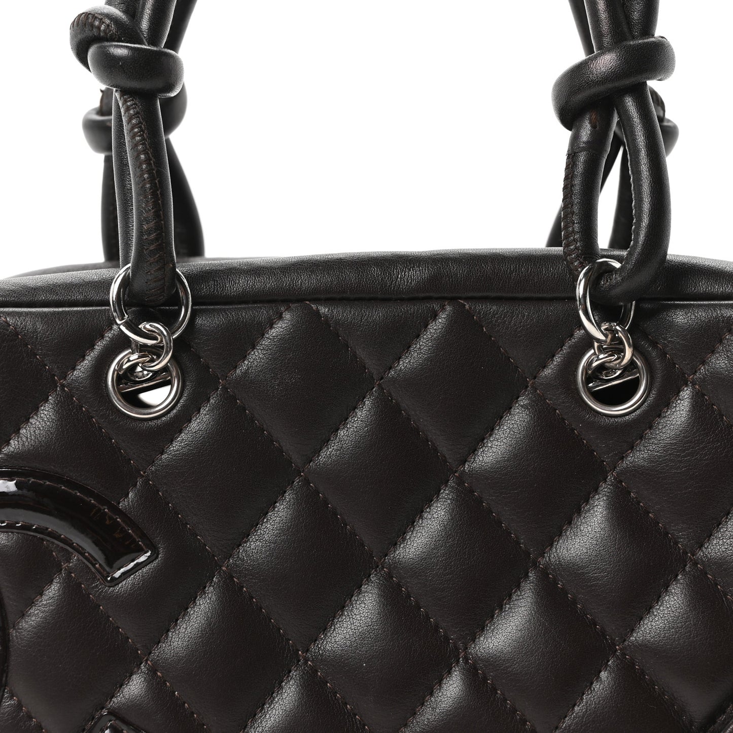 Calfskin Quilted Small Cambon Bowler Dark Brown