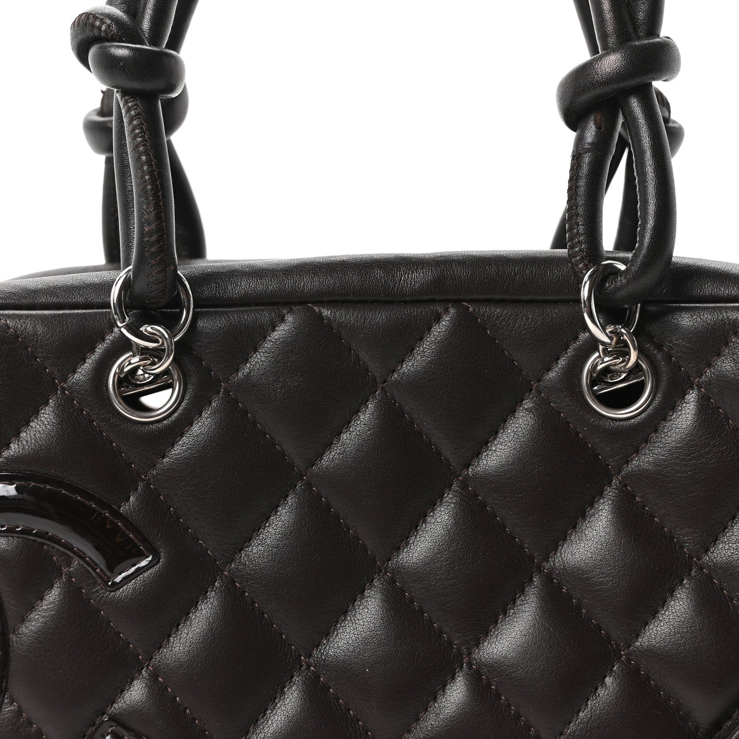 Chanel Calfskin Quilted Small Cambon Bowler Dark Brown 8 of 10
