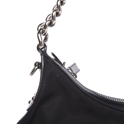 Prada Tessuto Nylon Calfskin Chain Shoulder Bag Black 11 of 11