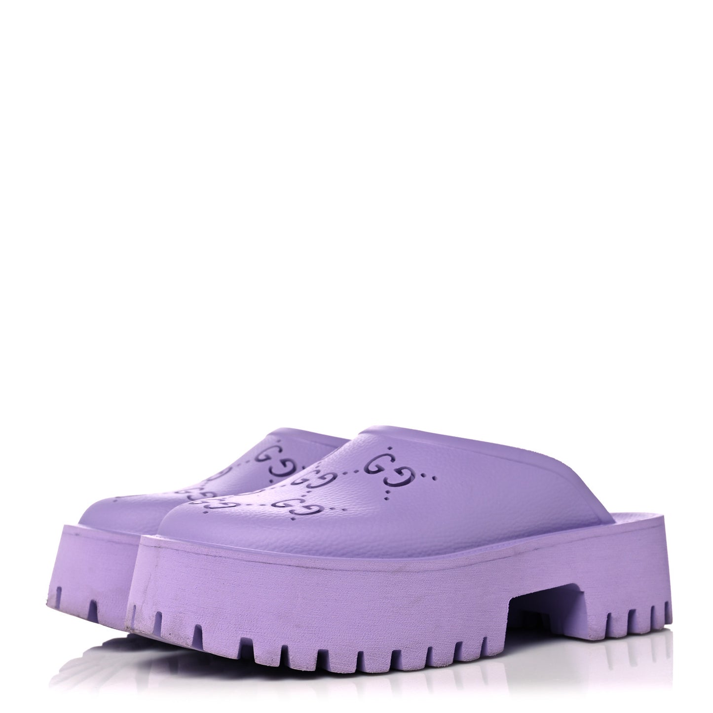 Rubber GG Monogram Perforated Elea Platform 55mm Lug Sole Sandals 40 Lapis