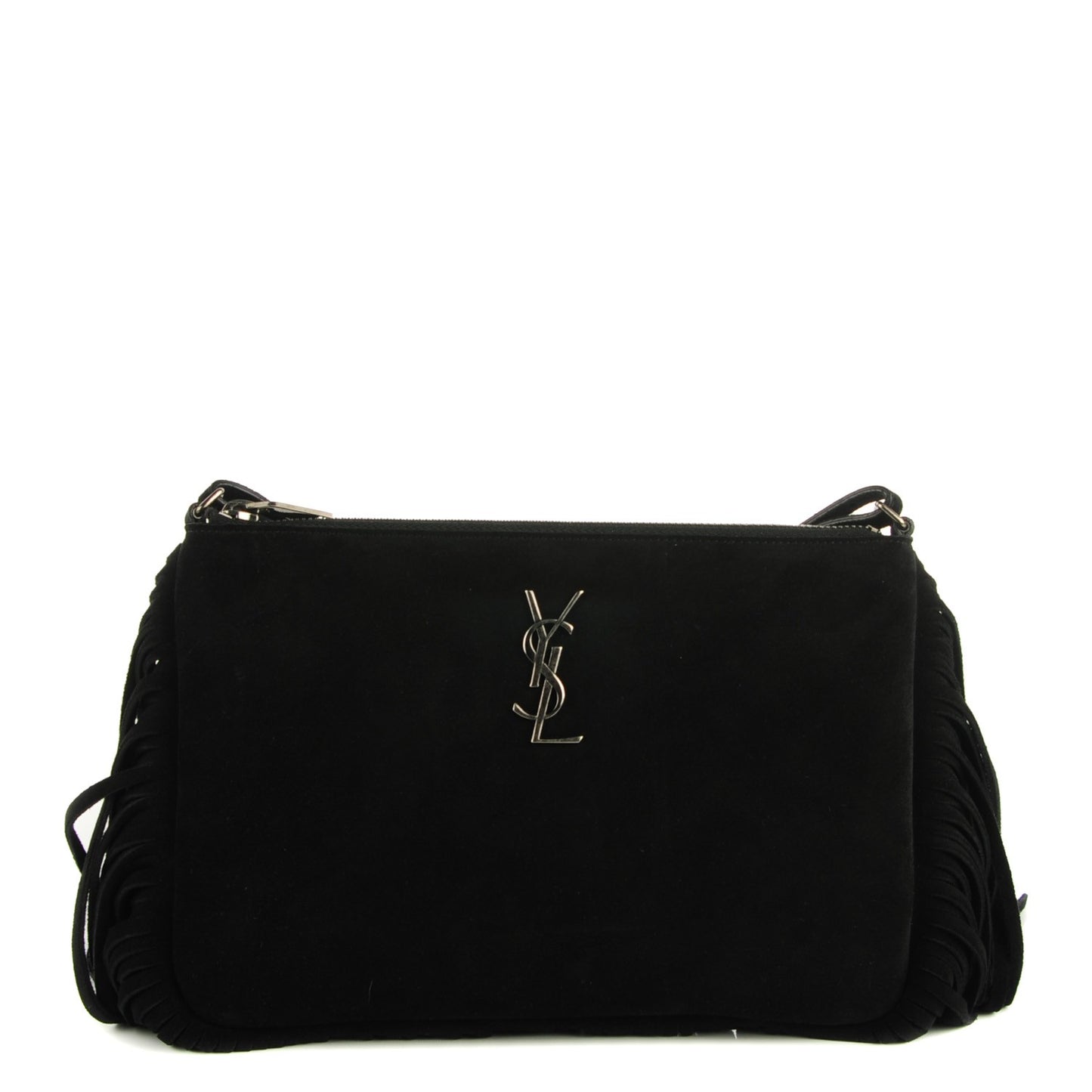 Suede Fringe Crossbody Bag Black