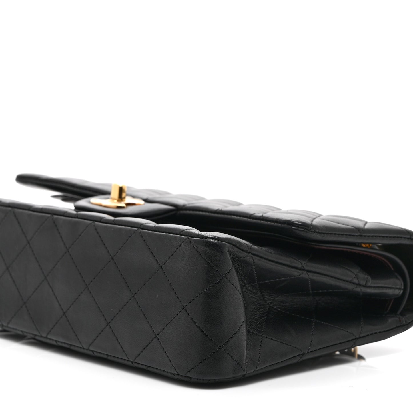 Lambskin Quilted Medium Double Flap Black