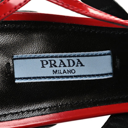 Prada Spazzolato Pointed Toe T-Strap 55mm Slingback Pumps 39 Rosso 8 of 8