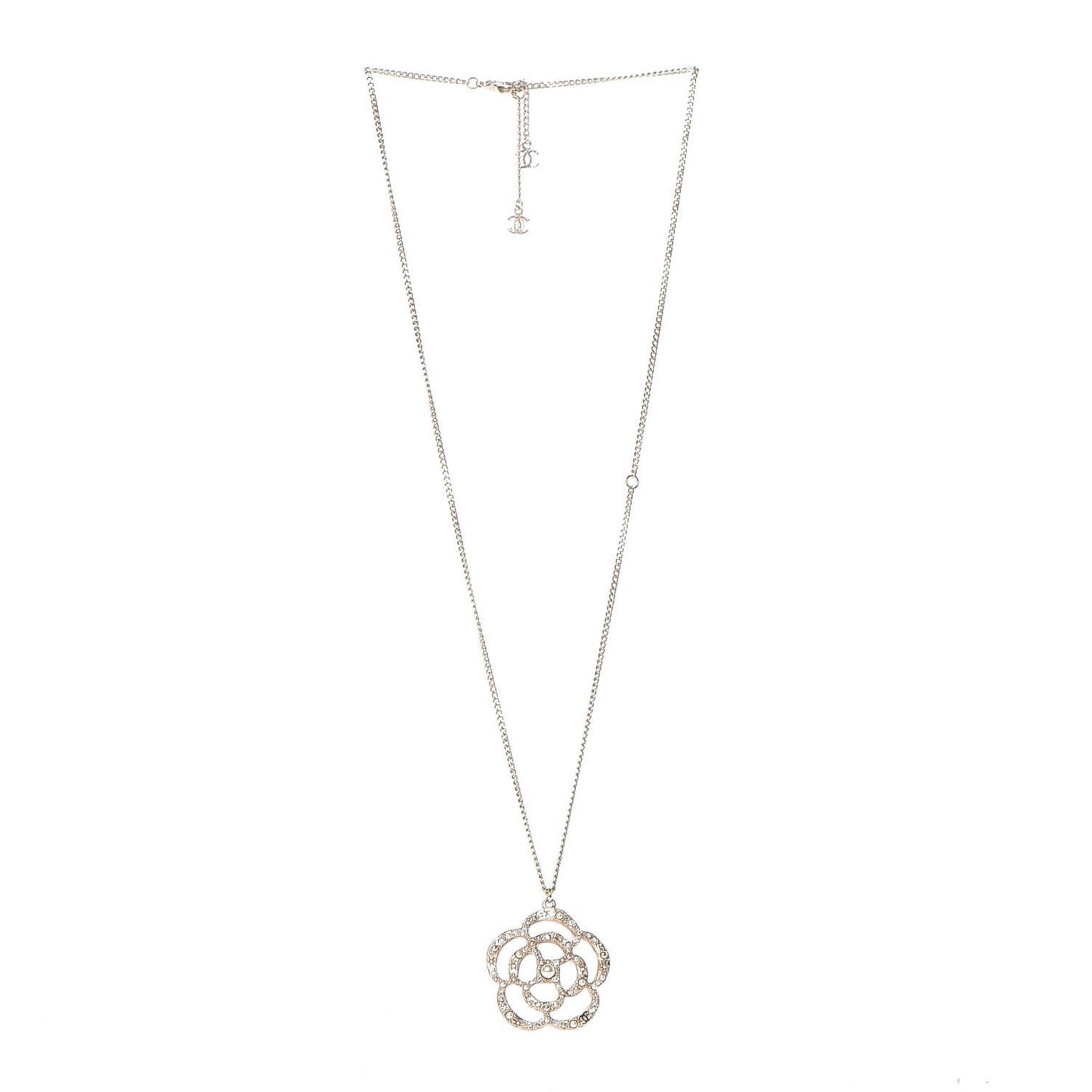 Crystal Pearl Camellia Necklace Gold